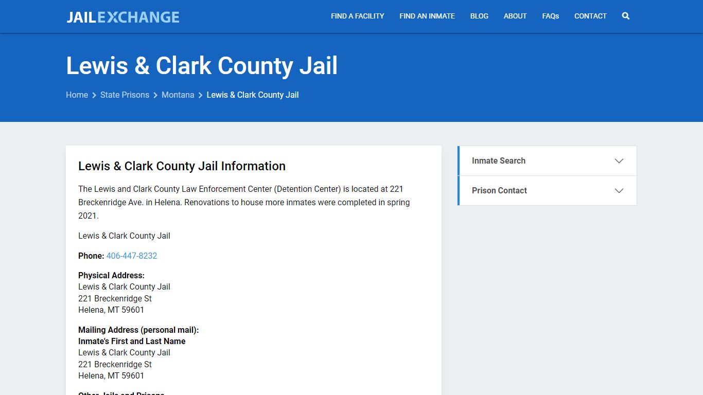 Lewis & Clark County Jail Inmate Search, MT - Jail Exchange